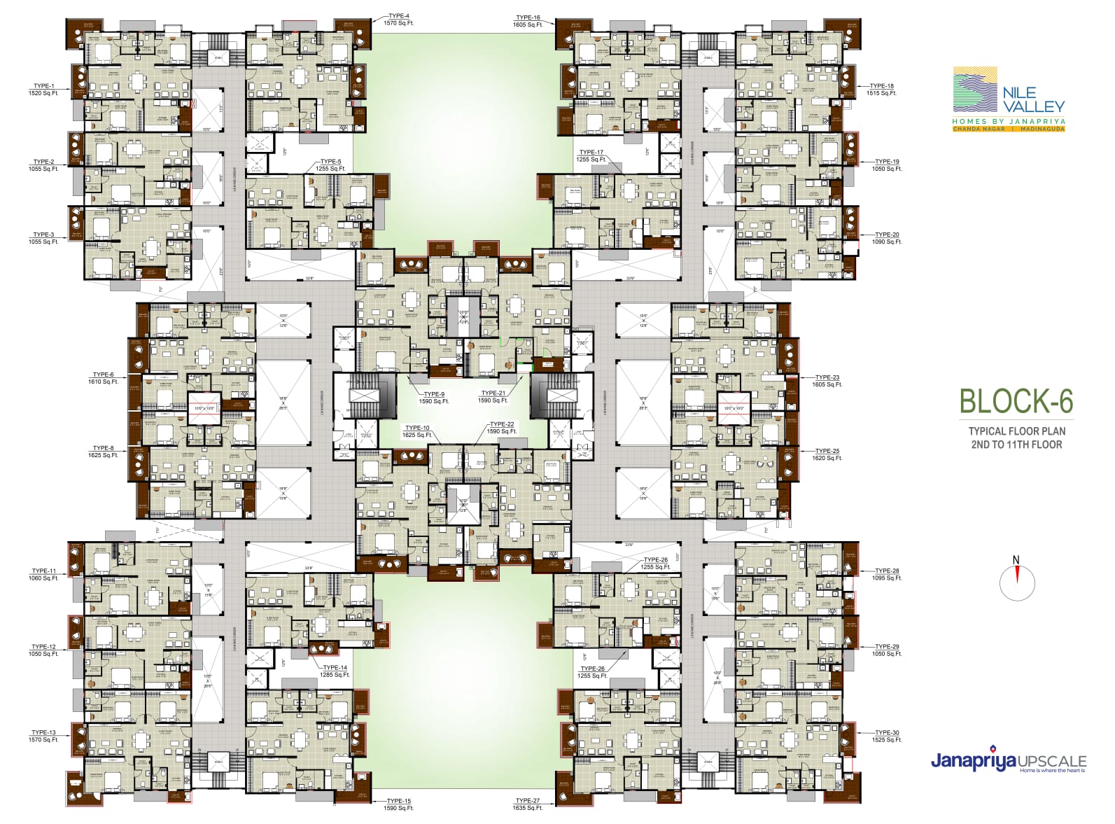 2 BHK + Pooja Room,Servant Room,Study Room,Extra Room Apartment For Sale in Janapriya Nile valley