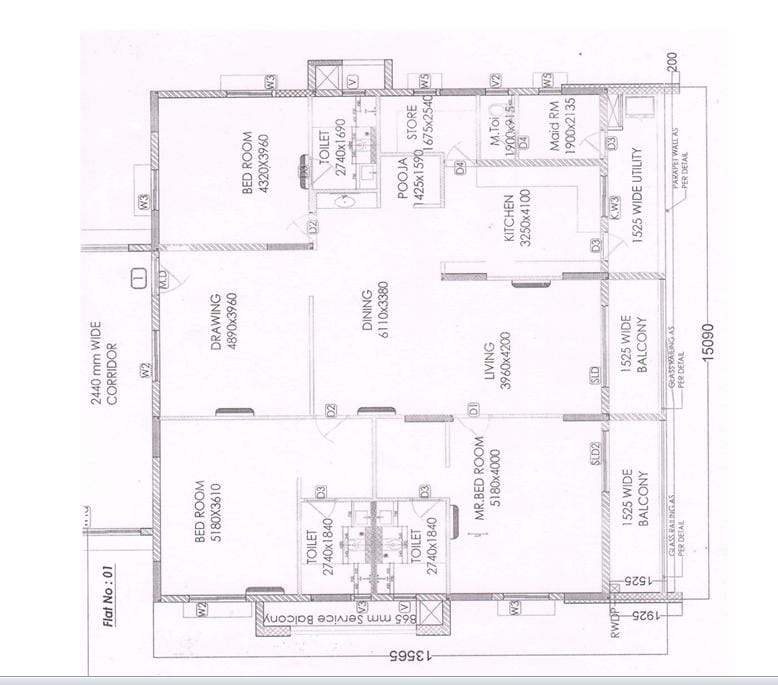 3 BHK + Pooja Room,Servant Room Apartment For Sale in Poulomi 90