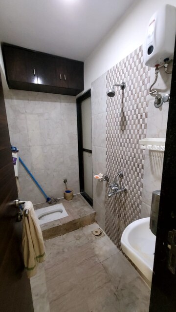 Bathroom in 1 BHK Apartment at Jaydeep Prathamesh Towers, Ghodbunder Road – for Rent
