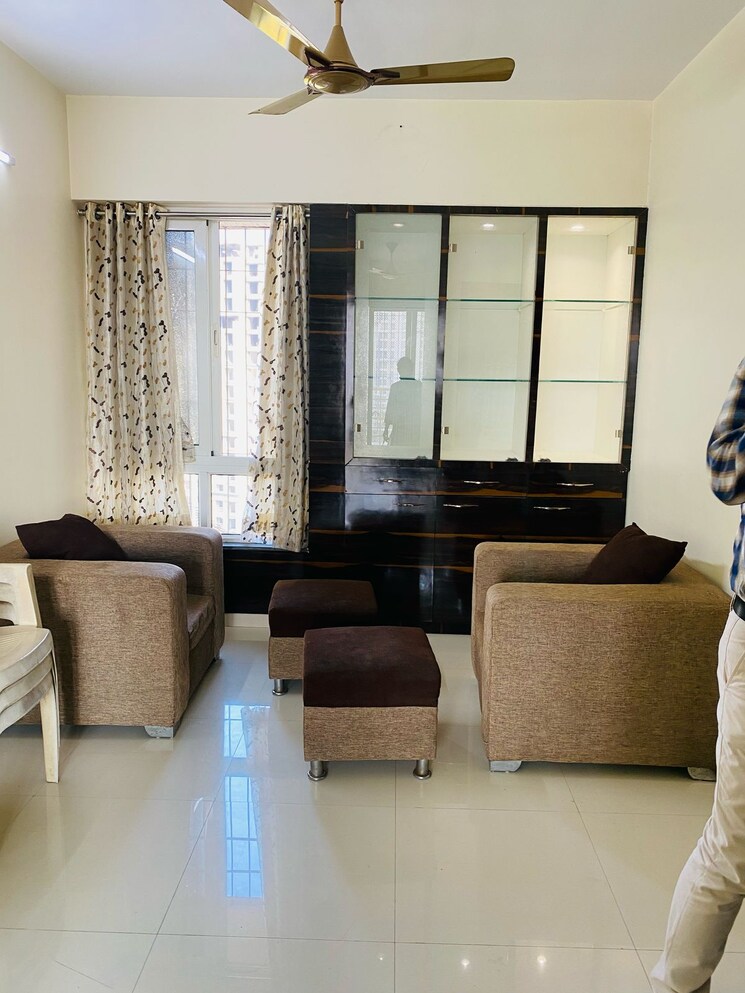 Living Room, terraform-petunia 1.5 Bedroom 450 Sq.Ft. Apartment In Kasarvadavali Thane 8671428