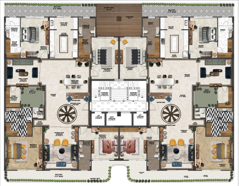 Floor Plan, unitech-greenwood-city-apartment 4 Bedroom 500 Sq.Yd. Builder Floor In Sector 45 Gurgaon 8674062