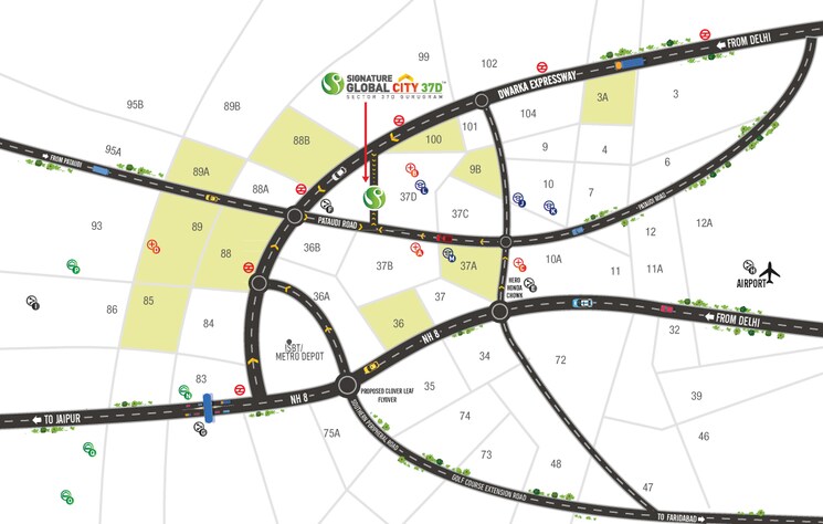 Map Location, signature-global-city 3 Bedroom 1555 Sq.Ft. Apartment In Sector 37d Gurgaon 8675288