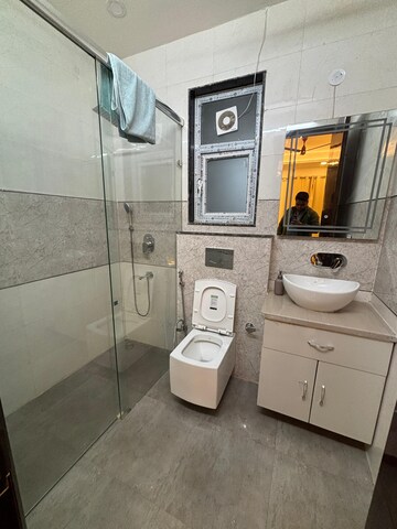 Bathroom in 3 BHK Builder Floor at Ansal Sushant Lok I, Sector 43 – for Rent