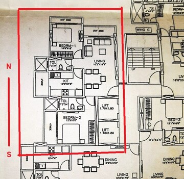 Floor Plan in 2 BHK Apartment at Santacruz East – for Rent