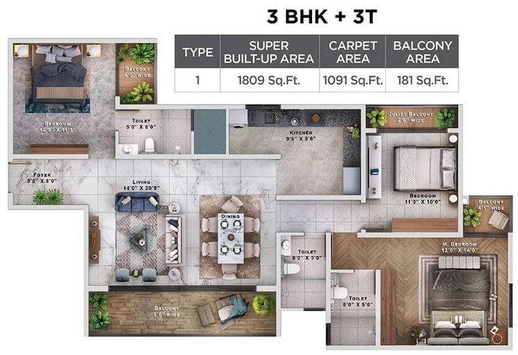 Floor Plan, sattva-lumina 1 Bedroom 424 Sq.Ft. Apartment In Yelahanka Bangalore 8676311