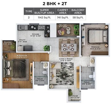 Floor Plan in 3 BHK Apartment at Sattva Lumina, Yelahanka – for Sale
