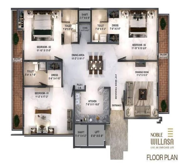 Floor Plan, sector 88 3.5 Bedroom 2651 Sq.Ft. Apartment In Sector 88 Mohali 8676903