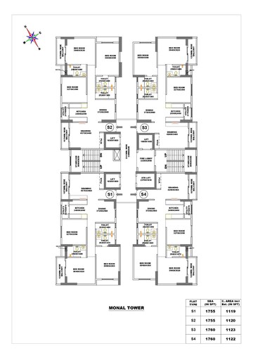 Floor Plan in 3 BHK Apartment at Sundarpur – for Sale