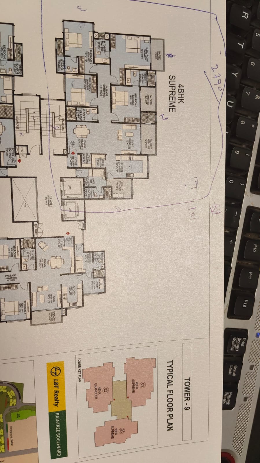 5 BHK + Pooja Room 2790 Sq.Ft. Apartment in LnT Raintree Boulevard