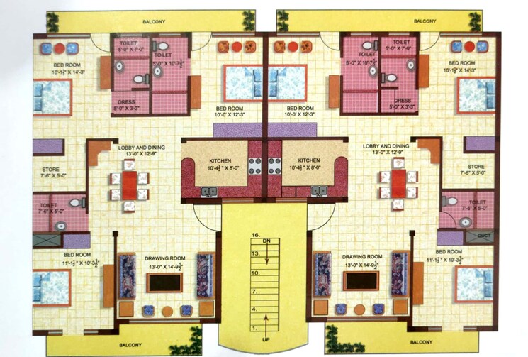 Floor Plan, sector 115 3 Bedroom 1715 Sq.Ft. Builder Floor In Sector 115 Mohali 8679671