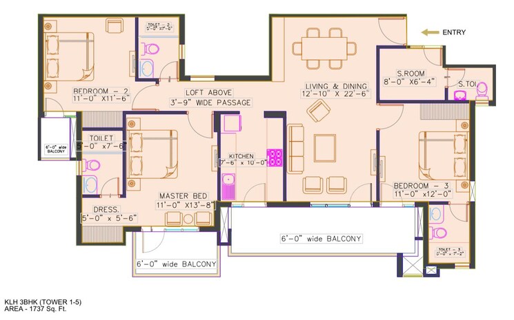 Floor Plan, kundli 4 Bedroom 1899 Sq.Ft. Apartment In Kundli Sonipat 8681417