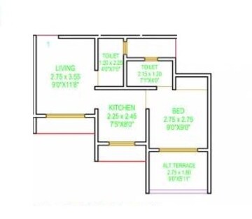 Floor Plan in 1 BHK Apartment at Om Enclave Kalyan, Kalyan West – for Sale