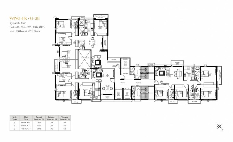 Floor Plan, mahish bathan 3 Bedroom 1572 Sq.Ft. Apartment In Mahish Bathan Kolkata 8683223