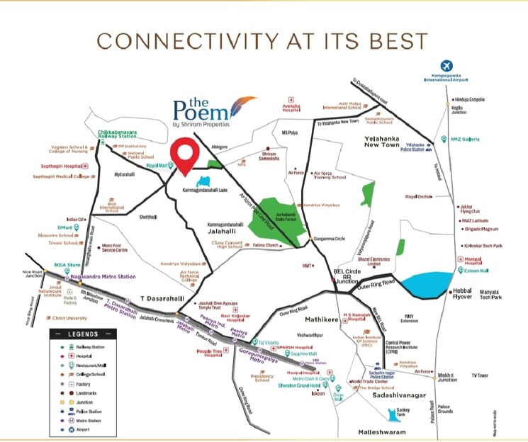 Map Location, shriram-the-poem 1 Bedroom 570 Sq.Ft. Apartment In Jalahalli Bangalore 8683972