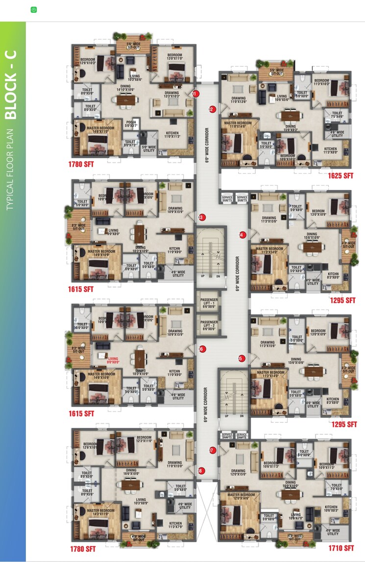 Floor Plan, rk-oxygen-valley 2 Bedroom 1290 Sq.Ft. Apartment In Mallampet Hyderabad 8687843