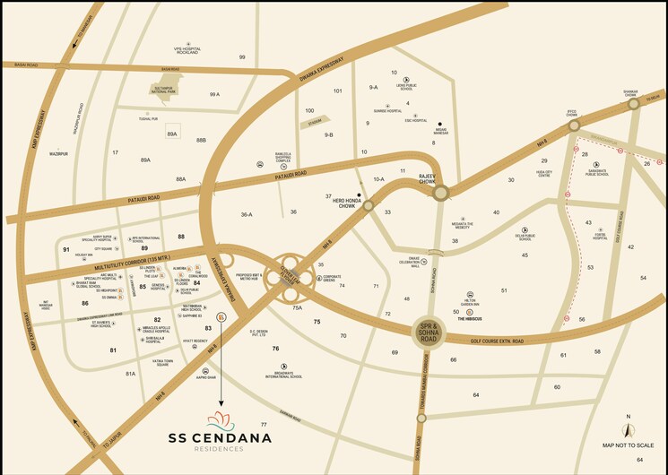 Map Location, ss-cendana 3 Bedroom 1450 Sq.Ft. Apartment In Sector 83 Gurgaon 8688704