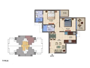 Floor Plan in 2 BHK Apartment at Signature Roselia Phase 2, Sector 95a – for Sale