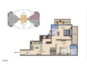 Floor Plan in 2 BHK Apartment at Signature Roselia Phase 2, Sector 95a – for Sale