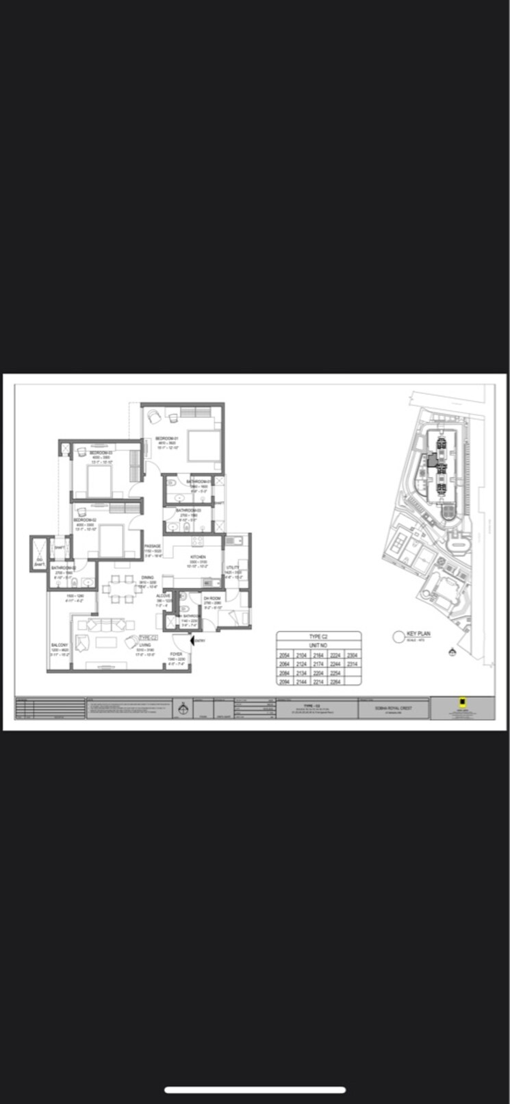 Floor Plan, sobha-royal-crest 3.5 Bedroom 2010 Sq.Ft. Apartment In Banashankari Bangalore 8075845