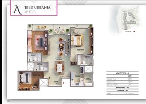 Floor Plan in 3 BHK Apartment at Prestige Raintree Park, Whitefield – for Sale