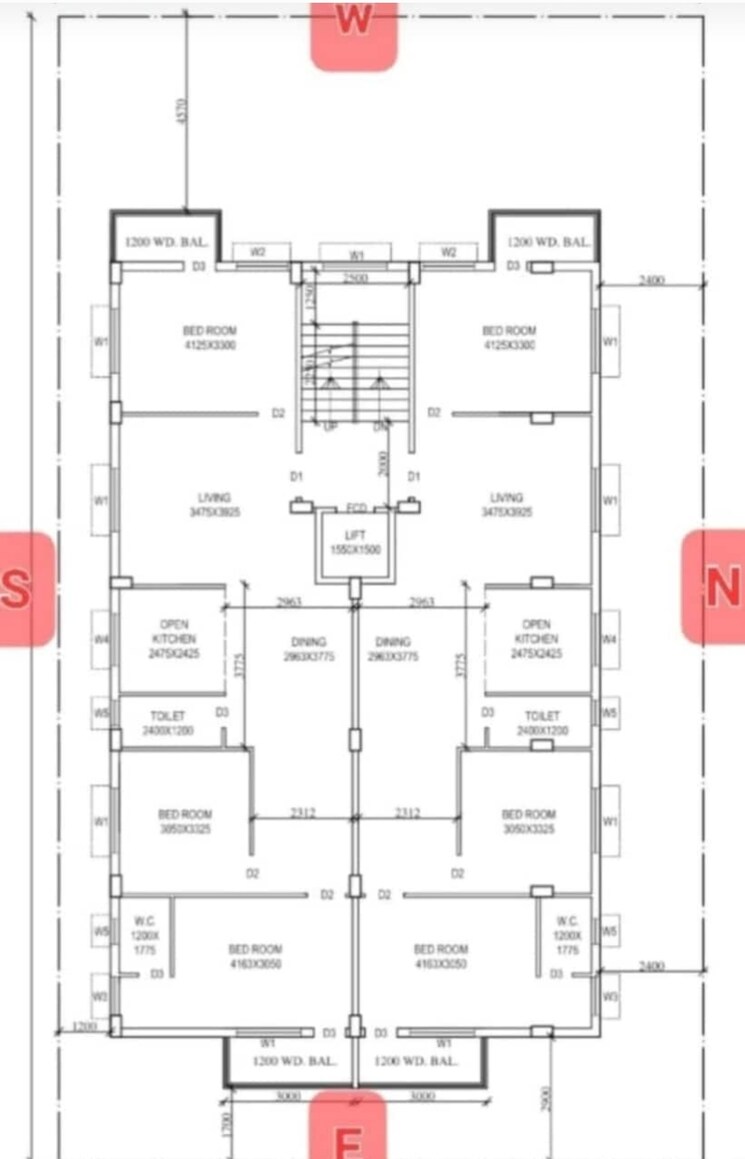Floor Plan, new town 3 Bedroom 1485 Sq.Ft. Apartment In New Town Kolkata 8694182