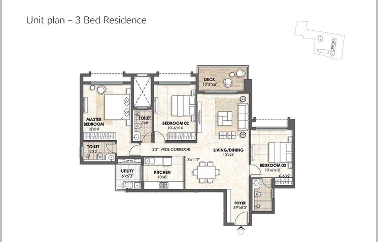 Floor Plan, lodha-azur 3 Bedroom 1948 Sq.Ft. Apartment In Bannerghatta Road Bangalore 8695525