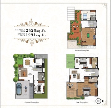 Floor Plan in 3 BHK Villa at Shriram Chirping Grove 2, Sarjapur Road – for Sale