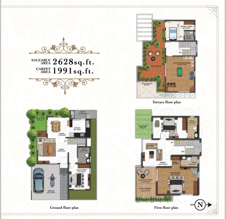 Floor Plan, shriram-chirping-grove-2 3 Bedroom 2209 Sq.Ft. Villa In Sarjapur Road Bangalore 8695889