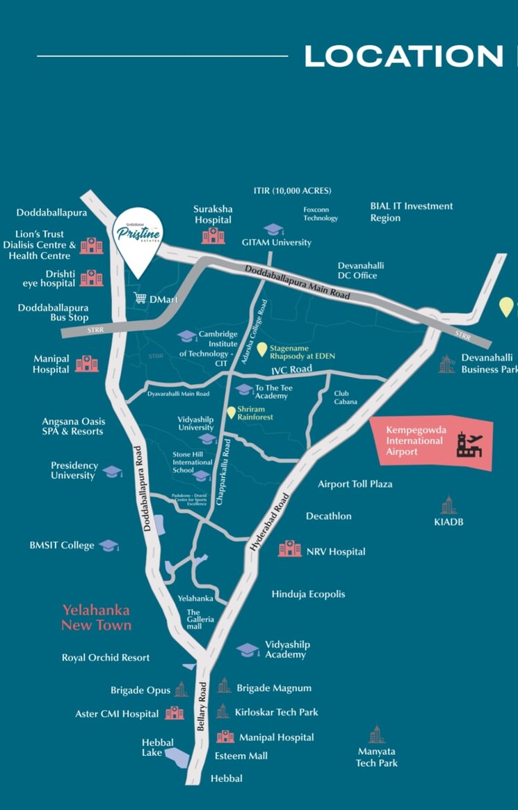 Map Location, shriram-pristine-estates  2700 Sq.Ft. Plot In Doddaballapura Bangalore 8696397