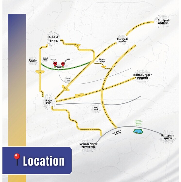 Map Location, barhana Commercial Industrial Plot 1733 Sq.Yd. In Barhana Jhajjar 8696509