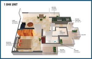 Floor Plan in 1 BHK Apartment at MVN The Athens, Sohna Sector 5 – for Sale