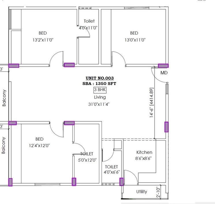 Floor Plan, sarjapur road 3 Bedroom 6500 Sq.Ft. Apartment In Sarjapur Road Bangalore 8697082