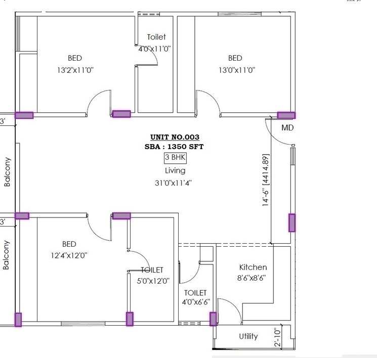 Floor Plan, sarjapur road 3 Bedroom 6500 Sq.Ft. Apartment In Sarjapur Road Bangalore 8697082