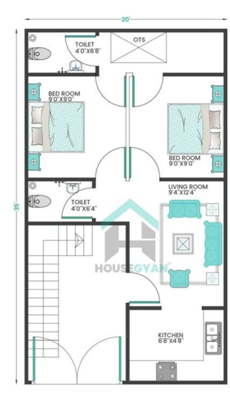 Floor Plan, dehradun cantt 4 Bedroom 1600 Sq.Ft. Independent House In Dehradun Cantt Dehradun 8697246