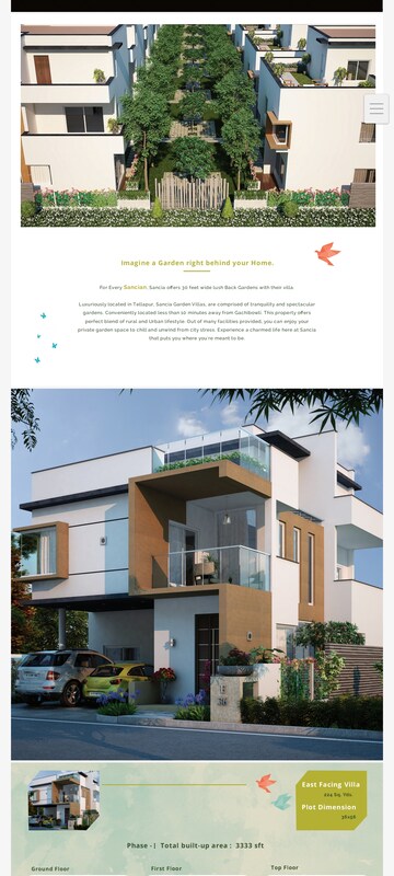 3 BHK Villa – Exterior View View at Radhey Sancia, Tellapur - for Sale