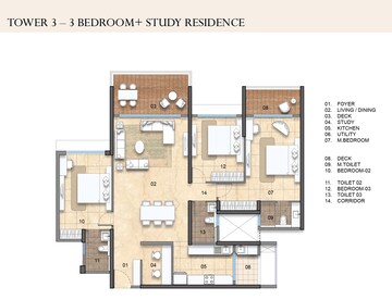 Floor Plan in 3.5 BHK Apartment at Lodha Mirabelle, Nagavara – for Sale