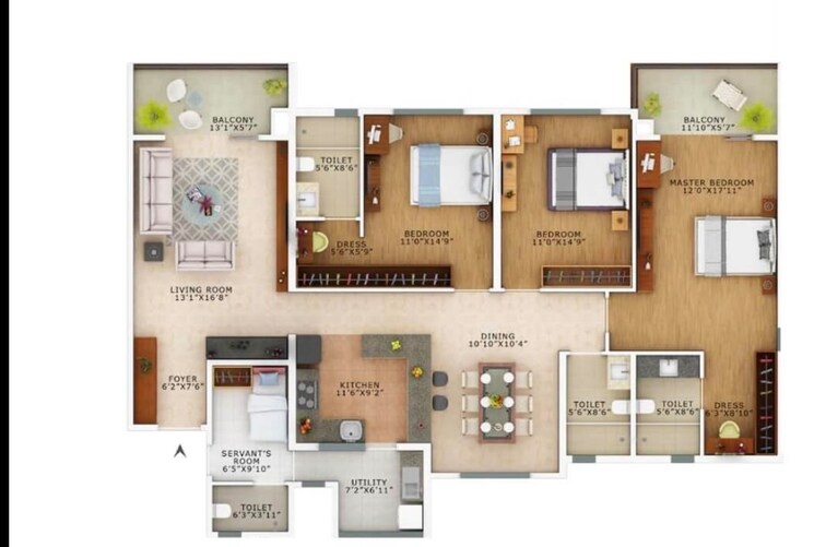 Floor Plan, vaswani-exquisite 3 Bedroom 1875 Sq.Ft. Apartment In Whitefield Bangalore 8701323