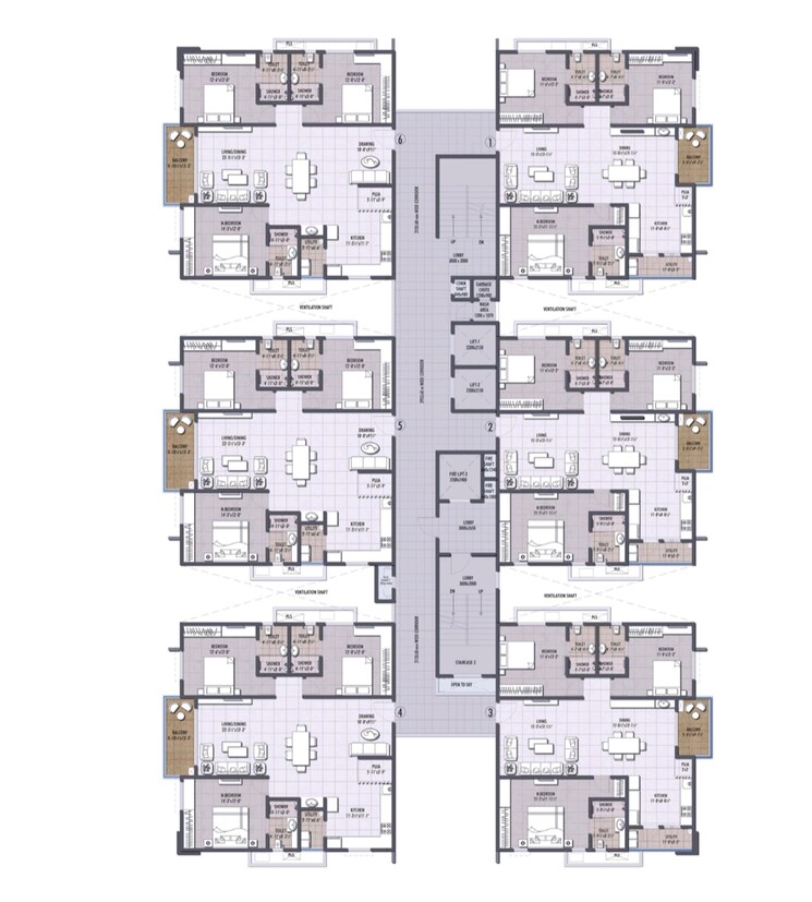 Floor Plan, eipl-corner-stone 3 Bedroom 1950 Sq.Ft. Apartment In Gandipet Hyderabad 8701564