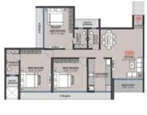Floor Plan in 2 BHK Apartment at Kharghar Sector 11 – for Sale
