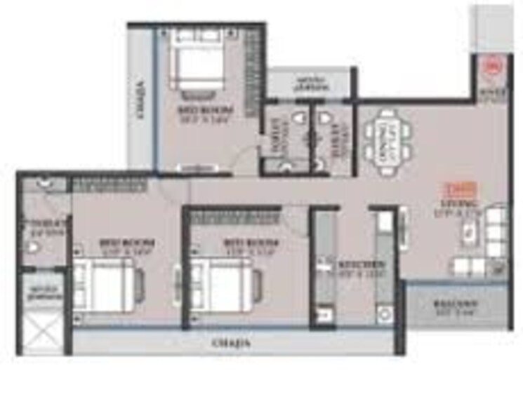 Floor Plan, kharghar sector 11 2 Bedroom 665 Sq.Ft. Apartment In Kharghar Sector 11 Navi Mumbai 8701574