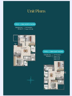 Floor Plan in 2 BHK Apartment at Sowparnika Rhythm Of Rain, Whitefield – for Sale