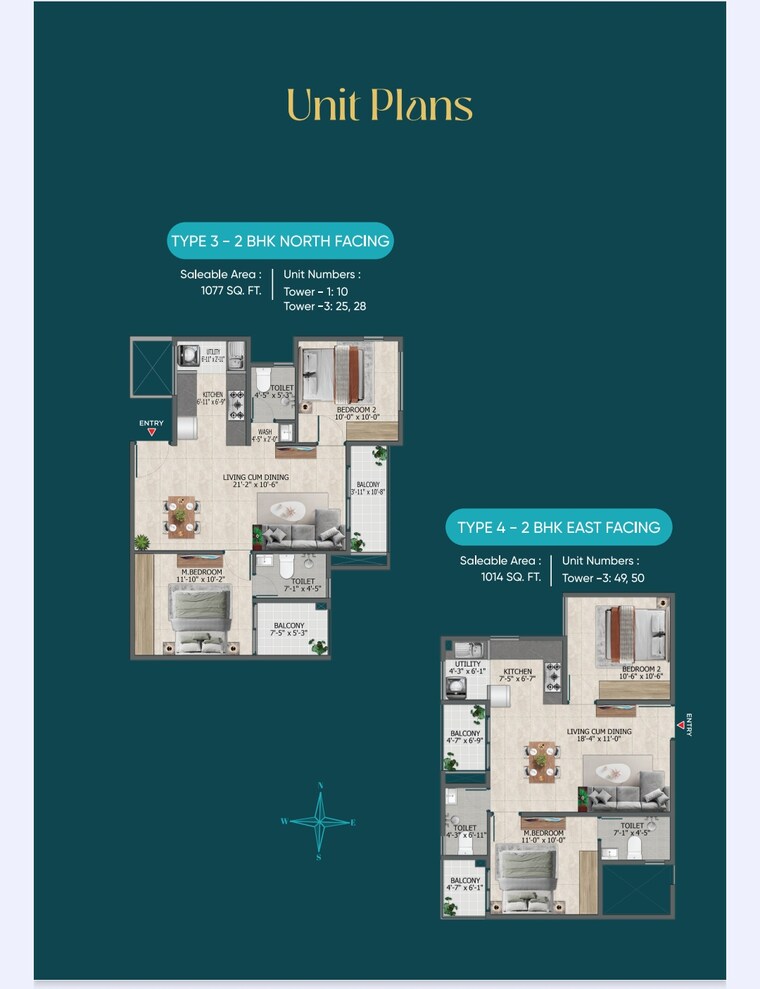 Floor Plan, sowparnika-rhythm-of-rain 2 Bedroom 1077 Sq.Ft. Apartment In Whitefield Bangalore 8702050