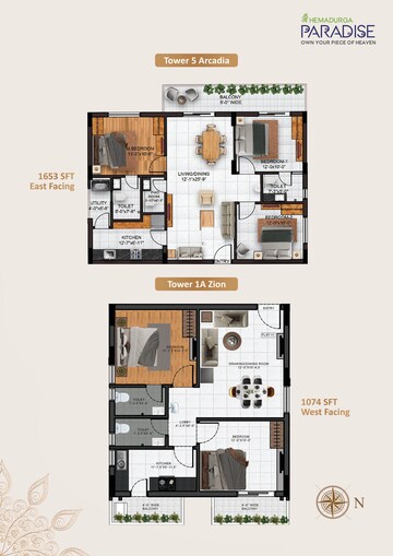 Floor Plan in 2 BHK Apartment at Sharvani Sree Hemadurga Paradise, Chanda Nagar – for Sale