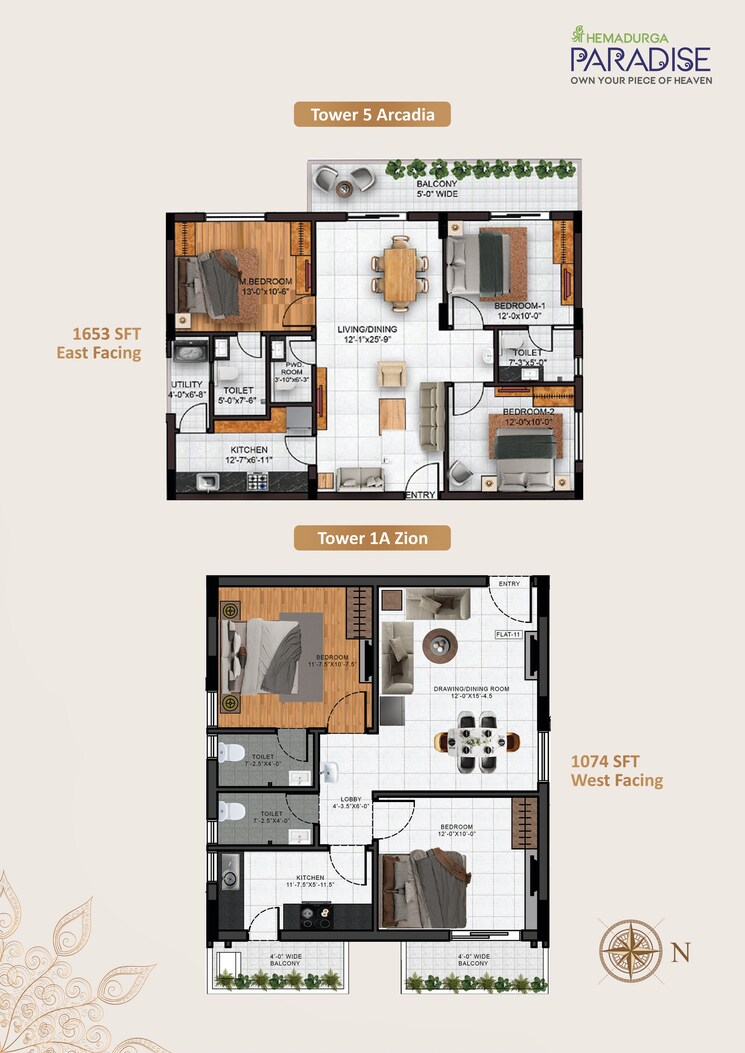 Floor Plan, sharvani-sree-hemadurga-paradise 3 Bedroom 1650 Sq.Ft. Apartment In Chanda Nagar Hyderabad 8702455