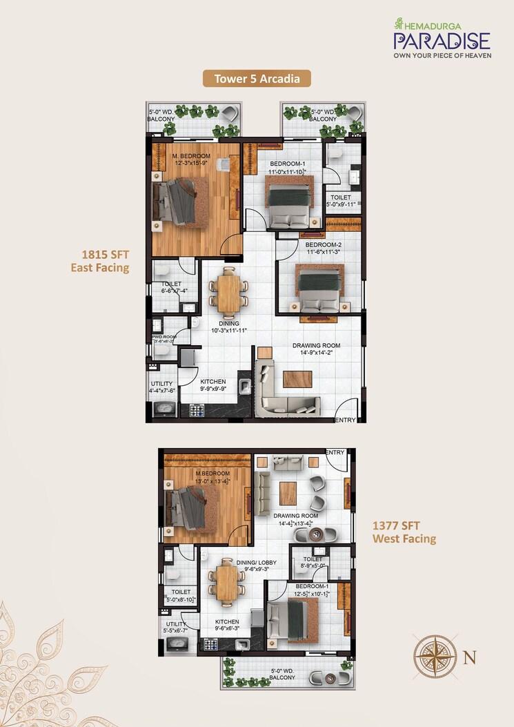 Floor Plan, sharvani-sree-hemadurga-paradise 3 Bedroom 1650 Sq.Ft. Apartment In Chanda Nagar Hyderabad 8702455
