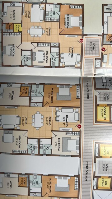 Floor Plan in 3 BHK Apartment at Creative Koven Udaya Cresent, Kondapur – for Rent