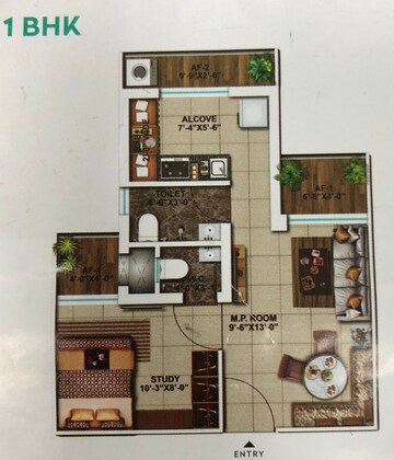 Floor Plan in 1 BHK Apartment at Conceptual Suraksha Smart City Phase I, Vasai East – for Sale