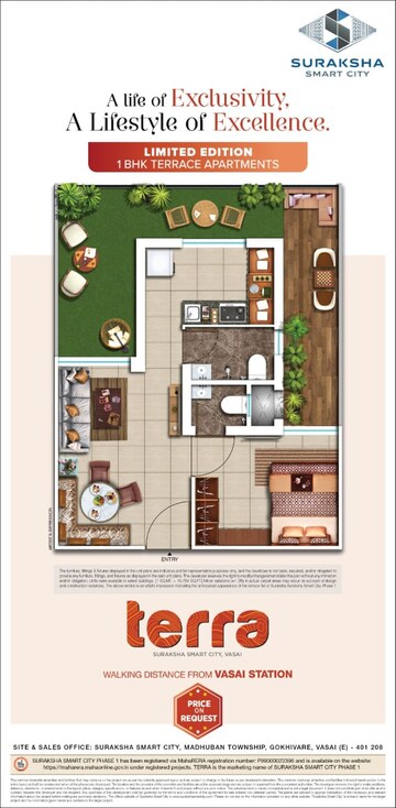 Floor Plan in 1 BHK Apartment at Conceptual Suraksha Smart City Phase I, Vasai East – for Sale