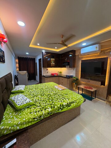 Bedroom in Studio Apartment at Okay Plus Solitaire Suites, Ramnagariya – for Rent