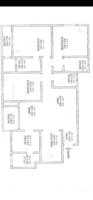 Floor Plan in 3.5 BHK Apartment at Sobha Victoria Park, Hennur Road – for Sale